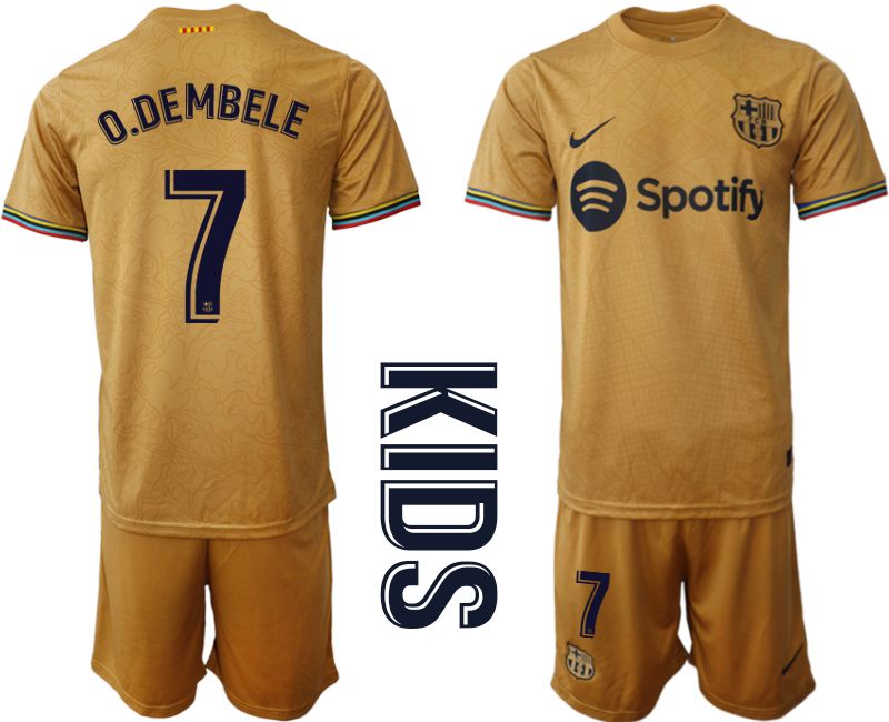 Youth 2022-2023 Club Barcelona away yellow #7 Soccer Jersey->youth soccer jersey->Youth Jersey